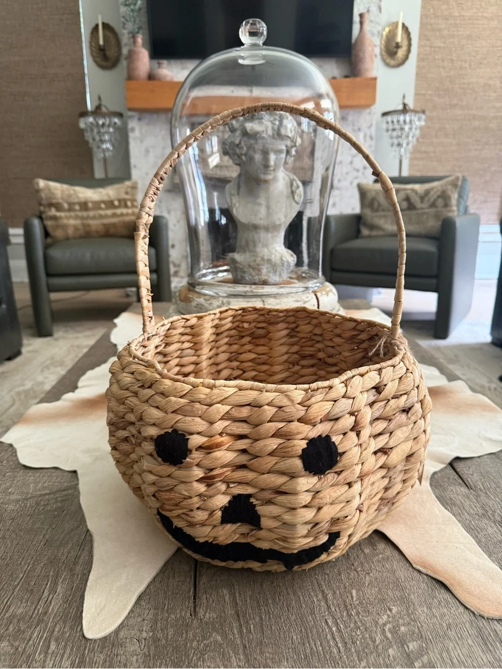 Brand NWT Woven Pumpkin Halloween Basket Large